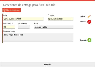 vereficacion de direcion de cliente para envio